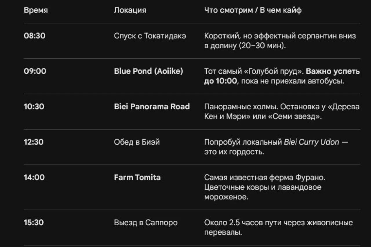 Нейросети в планировании путешествий: опыт на Хоккайдо