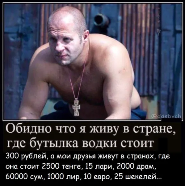 Обидно жить в стране, где бутылка водки стоит 300 рублей, а друзья живут в странах с другими ценами