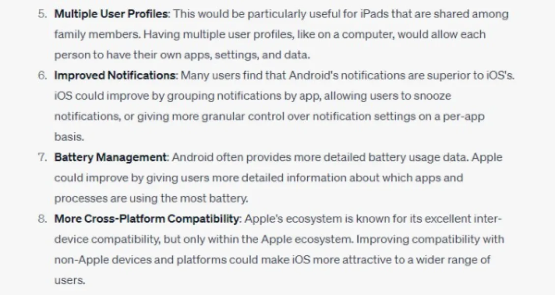 Chat-GPT предлагает улучшения для iOS 17: чего не хватает Apple?